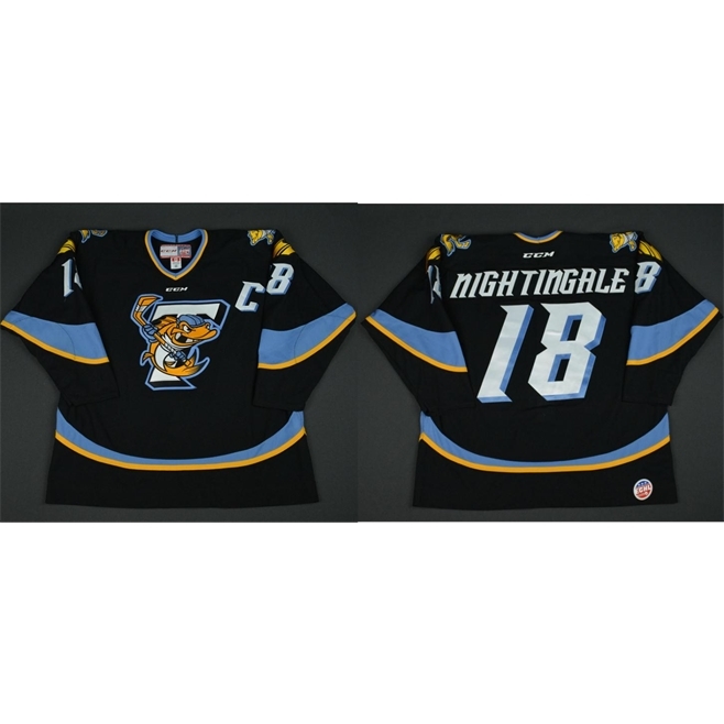 

freeshipping 001 custom Jared Nightingale Toledo Walleye 2016 ECHL Captains Club Hockey Jersey or custom any name or number retro Jersey, White