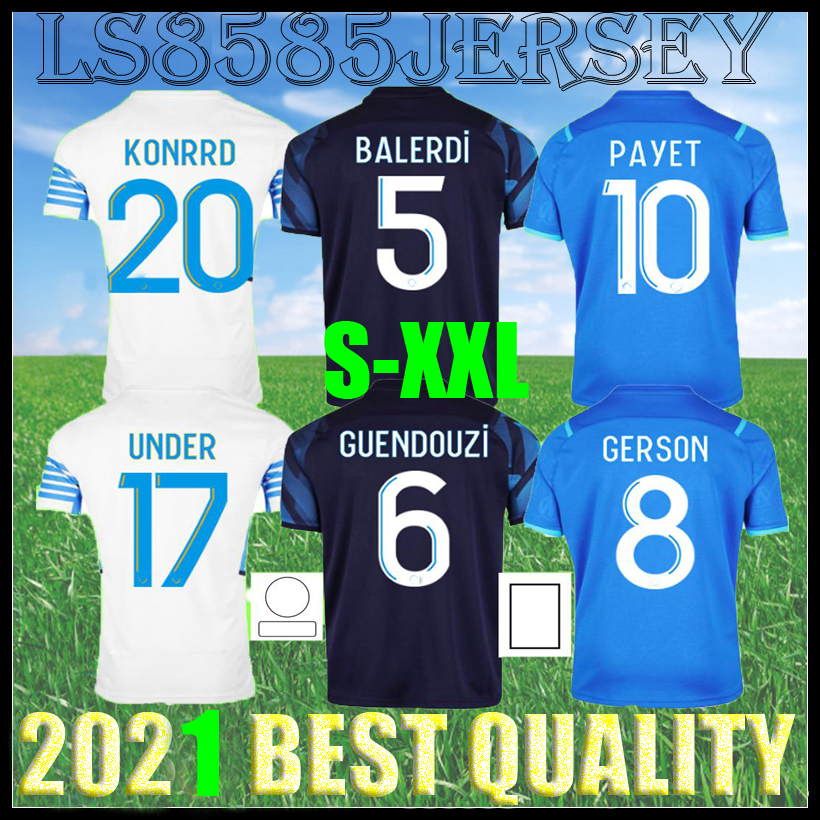 

21 22 Marseille Soccer jerseys GERSON Ünder Olympique milik maillot de foot 2021 2012 Camiseta PAYET GUENDOUZI KAMARA MEN KIDS football shirt hommes + enfants KONRAD OM, White