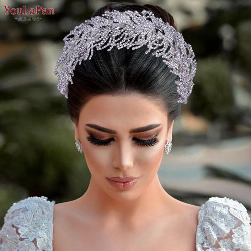 

Headpieces YouLaPan HP386 Vintage Bridal Headband Rhinestones Jewelry For Women Wedding Hair Band Handmade Alloy Leaf Headpiece 2021