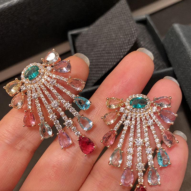 

Hoop & Huggie High Quality For Women Earrings 2021 Green Red Zircon Color Retro Temperament Luxury Jewelry Stainless Steel Gift French