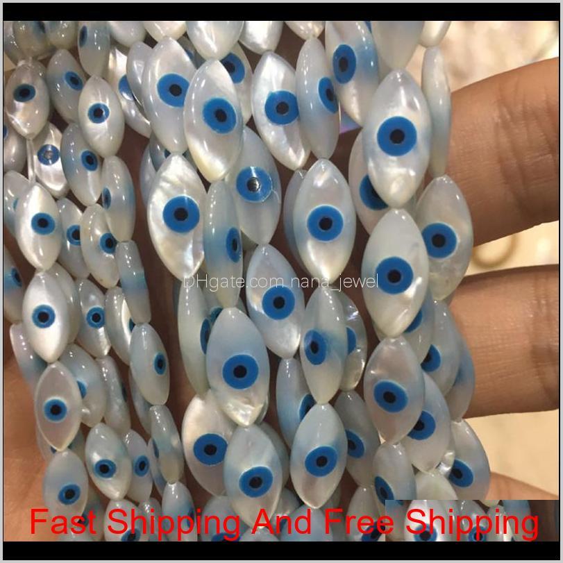 

10Pcs Lot Evils Eye White Natural Mother Of Pearl Shell Beads For Making Diy Charm Bracelet Necklace Jewelry Finding Accessories Q1106 Slvnw