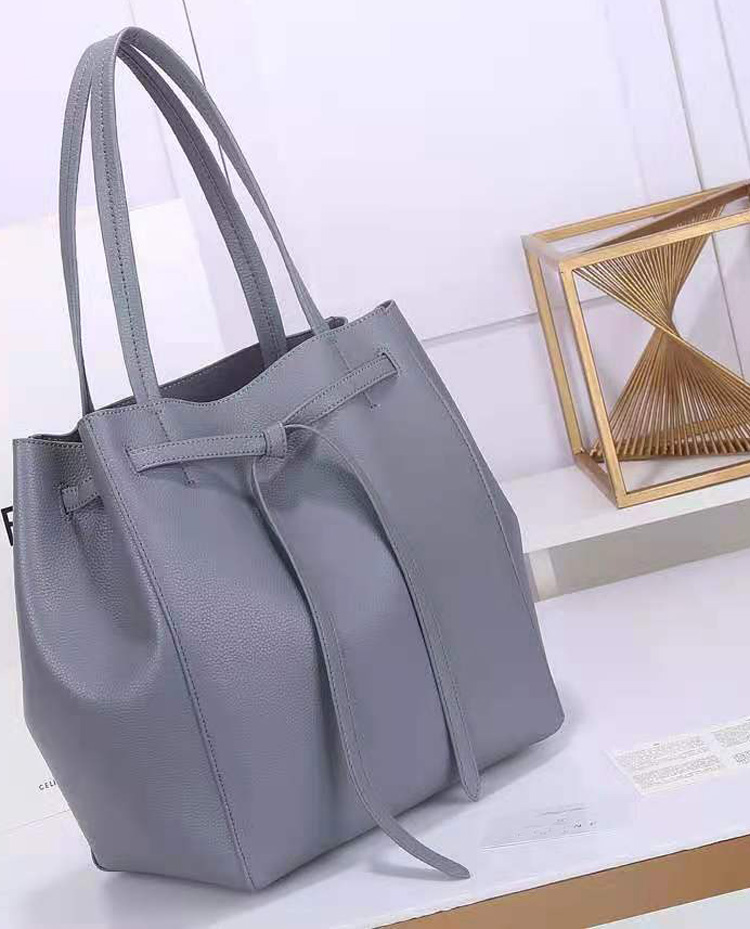

CABAS PHANTOM Drawstring lace-up tote bag, shoulder messenger handbag Stuff Sacks, leather hand-in-hand handbags with dustbag, Blue