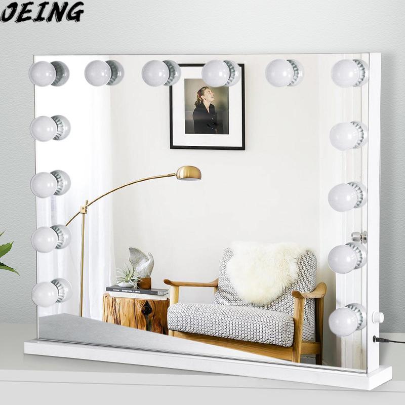 

Compact Mirrors Large Hollywood Makeup Mirror With Light, USB Charging, Rotating Dimming, Replaceable LED Light Bulb Mirro
