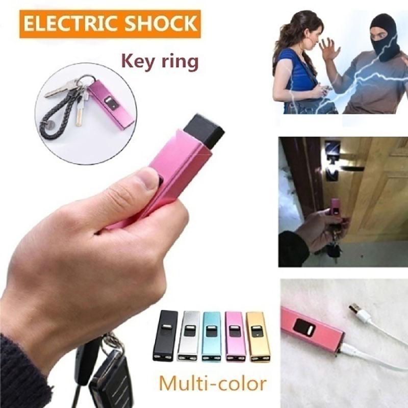 

Fashion Mini Portable Electric Shocks Key Light Keychain Charm Self Defense Keyring Protect Yourself High Concealment Electrics Shocker