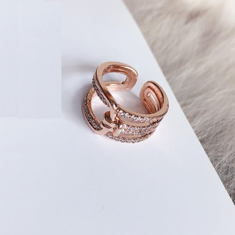 

Cluster Rings Shinning Zirconia Geometric Open Ring Fashion Jewelry Adjustable For Women Lady Valentine's Day Gifts Bijoux