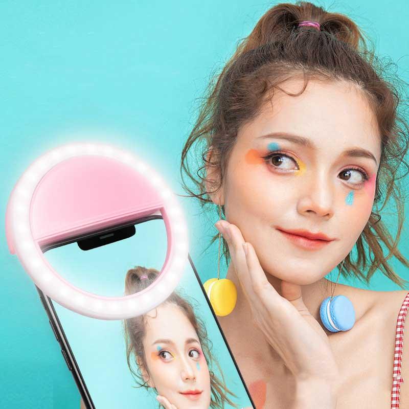 

28 Leds Selfie Ring Light USB Charge Mobile Phone Clip Lens Lamp Chargeable Selfie Fill Light For Smartphone Video