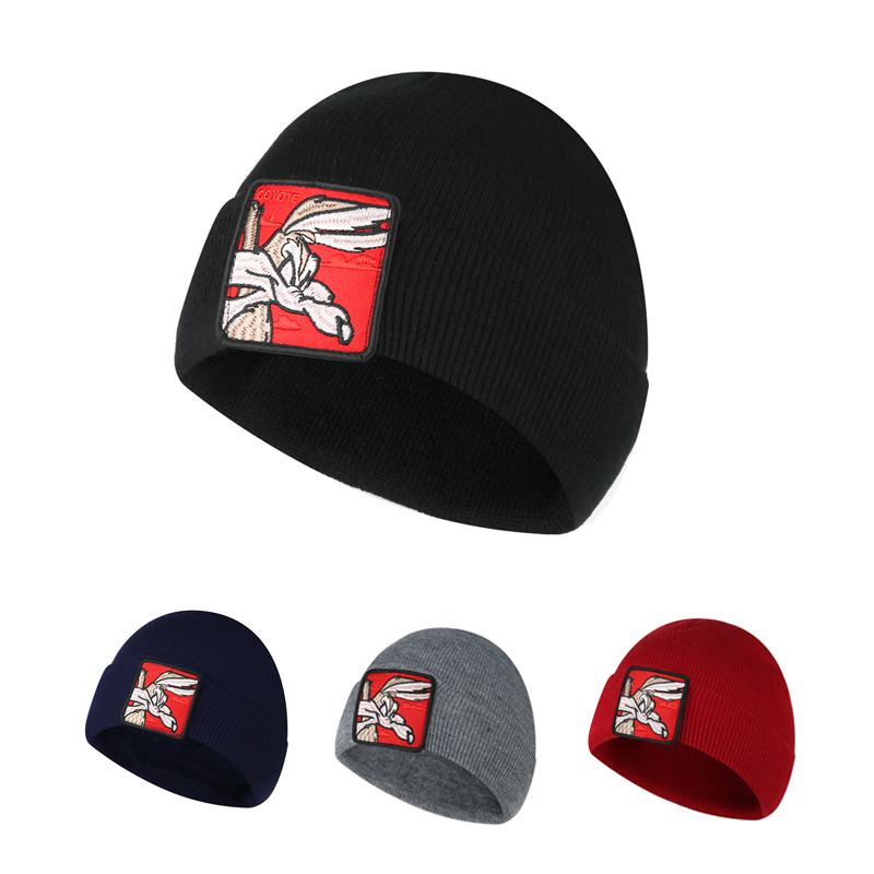 

Autumn and Winter Parent-Child Wool Hat Adult Men Womens Knitted Korean Rabbit Sleeve Cap Little Boy Girl Warm, Red