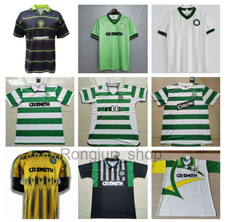 

2021 retro Celtic #7 LARSSON 2000 2002 retro 85 86 06 08 91/92 Vintage football shirts away green Gillespie Cascarino thai qualtiy, Black;yellow