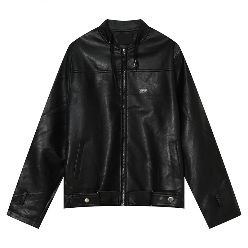 

Men's Wear High Quality Clothes Korean Trend Simple PU Leather Jacket 2021 New Black Jacket Stand Collar Short Coats 9Y9524