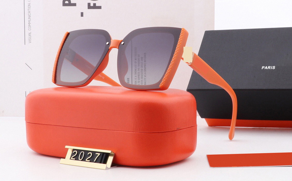 

TOP-quality h 2027 Sunglasses Mens womens high-end designer sunglass for Shiny design hourse men women All-match orange Polarized light sun, White;black