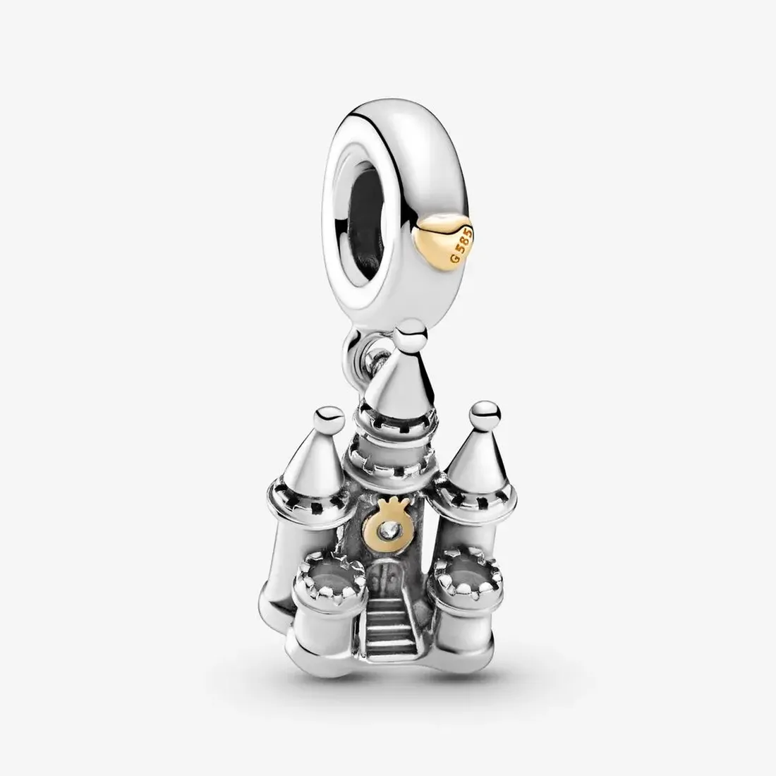 

Genuine New Arrival 100% 925 Sterling Silver Two-tone Castle Dangle Charm Fit Pandora Original European Charm Bracelet Fashion Jewelry Accessories, Bronze;silver