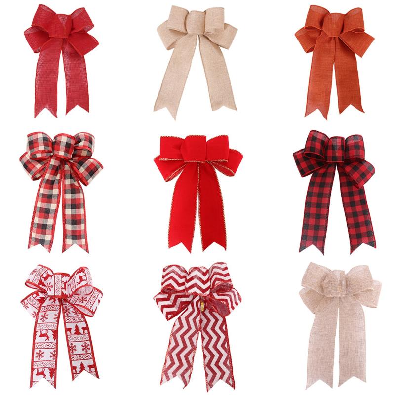 

Christmas Decorations Ribbon Wreath Bow Bows Tree Hanging Decor Bowknot Ornaments For Xmas Wreaths Year Decoration