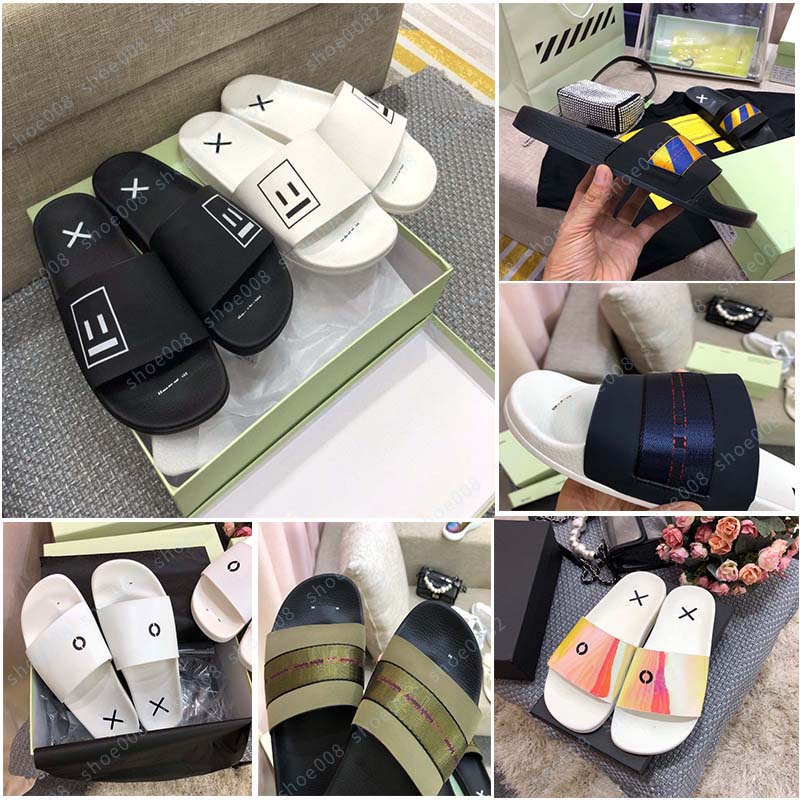 

High quality men's and women's summer rubber sandals slippers beach slide fashion wear resistant slippers indoor shoes size EUR 35-45 with box shoes 008 10001