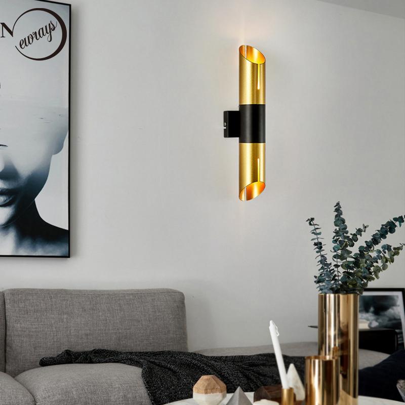 

Nordic Hotel Cafe Long Tube Wall Light E27 LED 220V Postmodern Simplicity Iron 2 Lights Wall Lamp for Bedroom Bedside Corridor