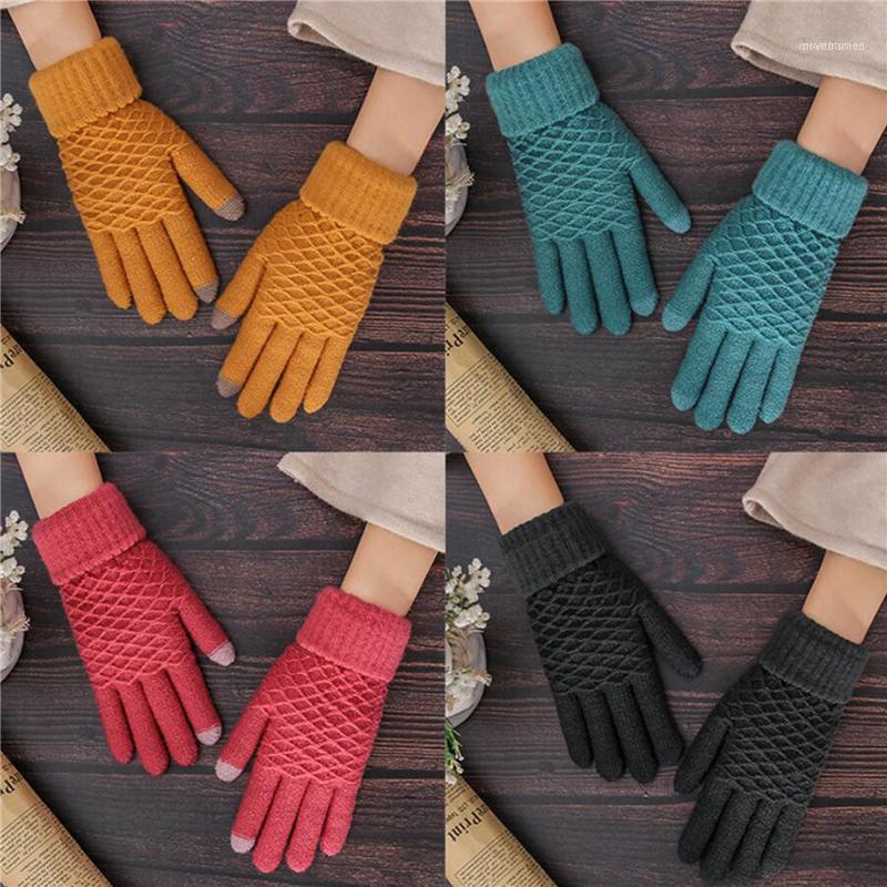 

Women's Wool Knitted Gloves Winter Warm Thick Touch Screen Solid Mittens Autumn Skiing1