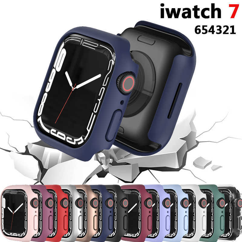 

PC Protective Case For Apple Watch 7 41mm 45mm 44mm 40mm 42mm 38mm Accessories Protector bumper Cover iWatch series 6 se 5 4 3, 10 kinds color
