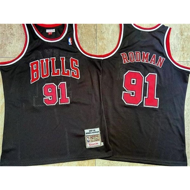 

Hot Sale 740's Top Dennis Rodman Mitchell Ness 1997-98 Black Stitched Jersey