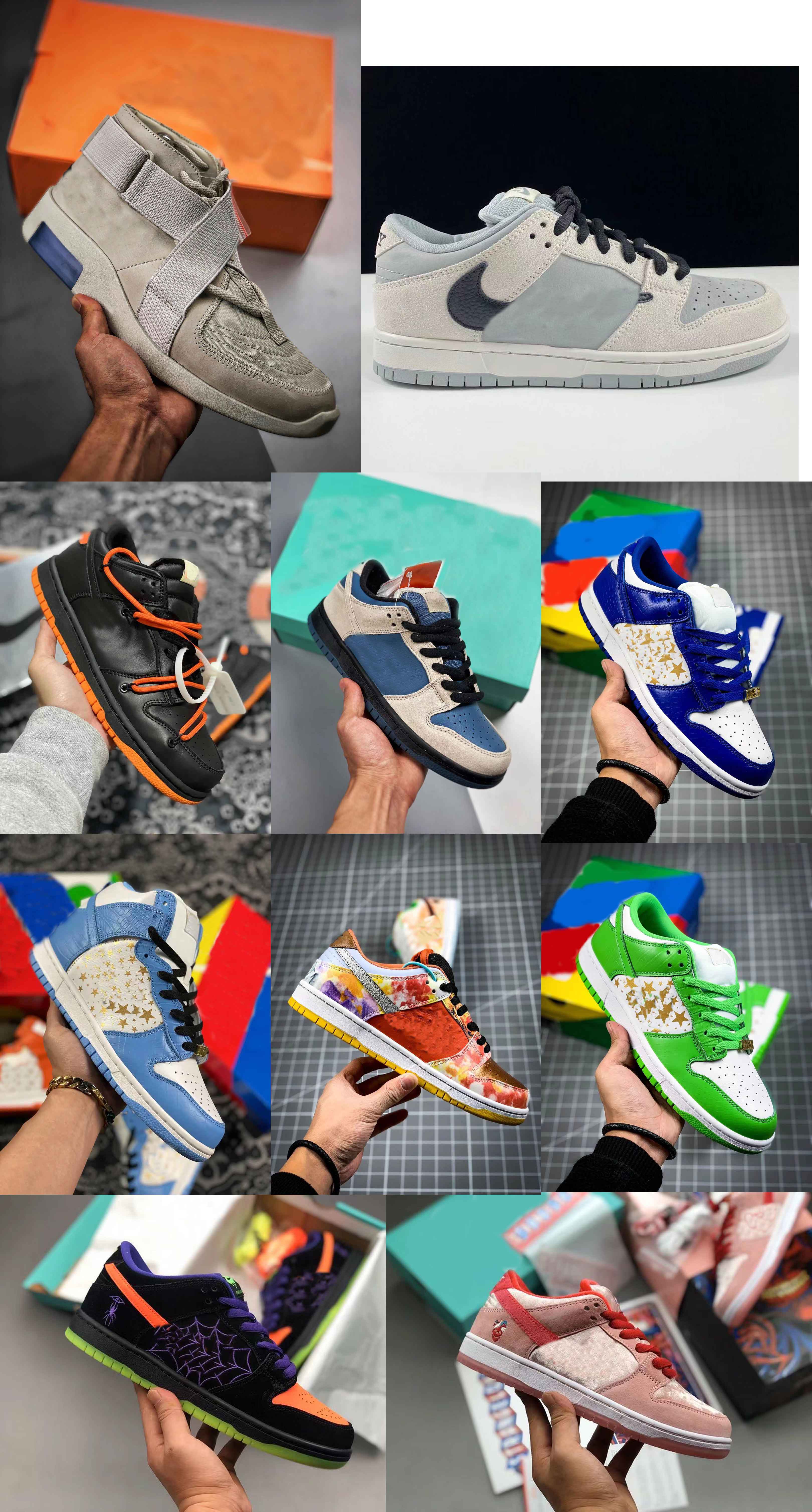 

With Box Futura Sb Low Casual Shoes Women Mens Designer Green Orange Blue White Halloween Tie dye collaboration Dunks des Chaussures Taquets, Multi