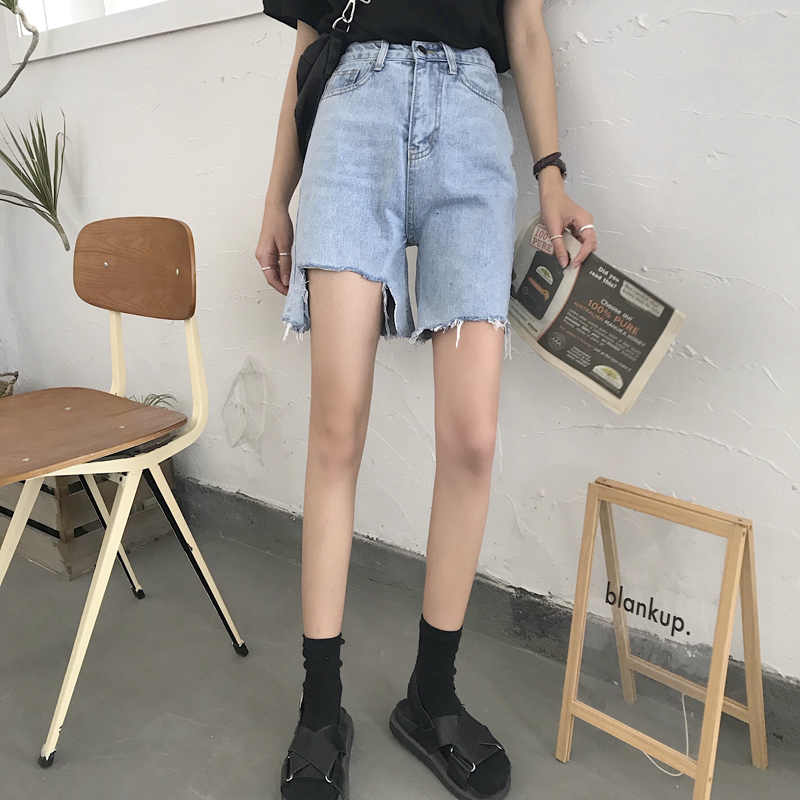 

2021 New Woman Shorts Jeans High Waist Summer for Clothes Wide Leg Denim Clothing Blue Fashion Vintage Baggy Pants 5l03