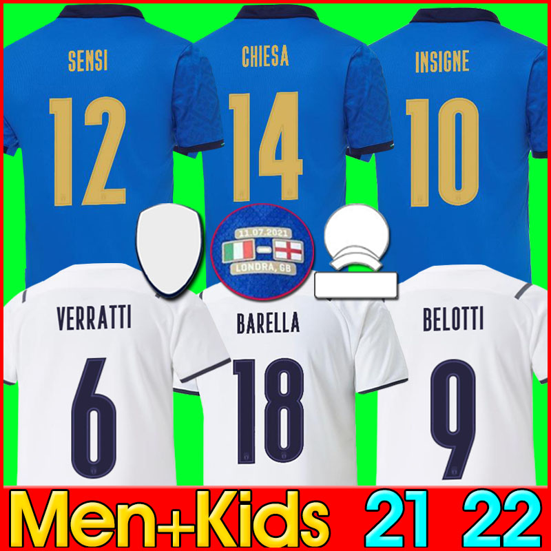

2021 italy final soccer jersey SENSI BARELLA INSIGNE BERNARDESCHI football shirt CHIELLINI BONUCCI BELOTTI JORGINHO CHIESA Winners man men kids kit sets socks, P15 20 21 away kids