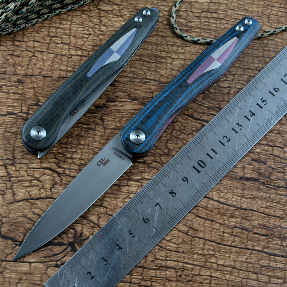 

CH New M390 Blade Pocket Knives Ceramic Ball Bearing Washer Carbon Fiber Handle Outdoor Camping Hunting Flipper Folding Knife EDC CH3010