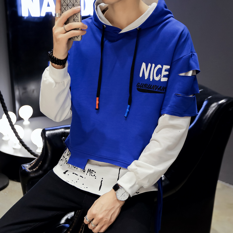 

2021 New Fita Moda Masculina Capuz De Retalhos Camisolas Splice Hoodies Streetwear U0lu, White