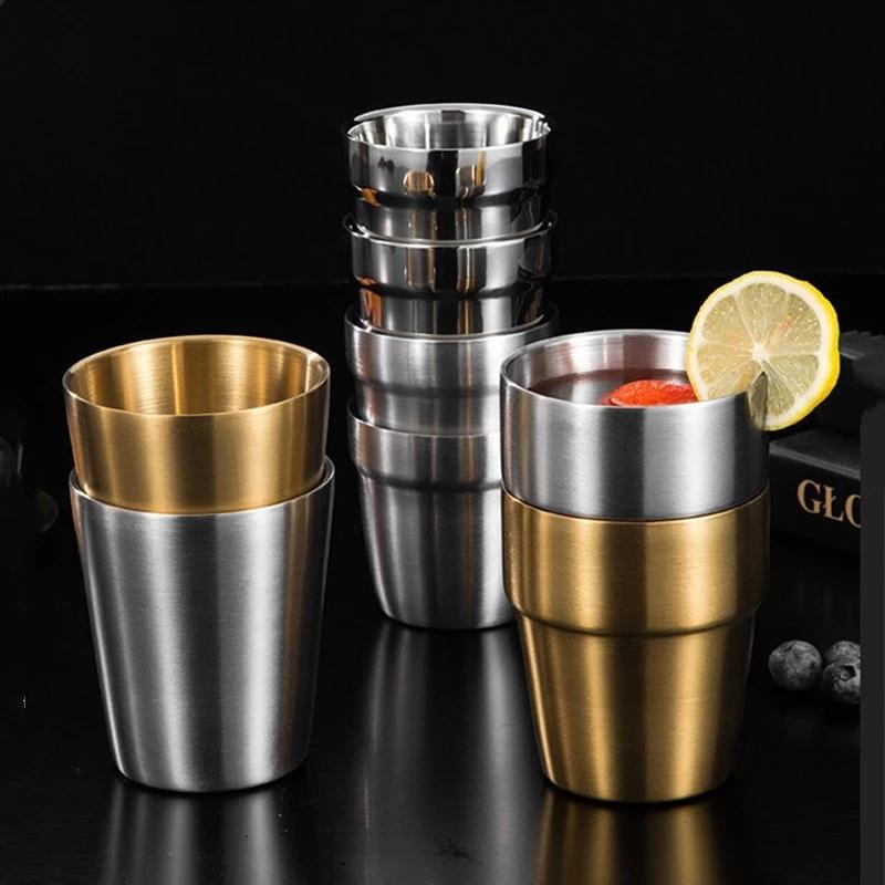 

Cups & Saucers Shatterproof Unbreakable Drinking Beer Coffee Tea Cup Insulation Anti-Scalding Stainless Steel Water Mug For Kids