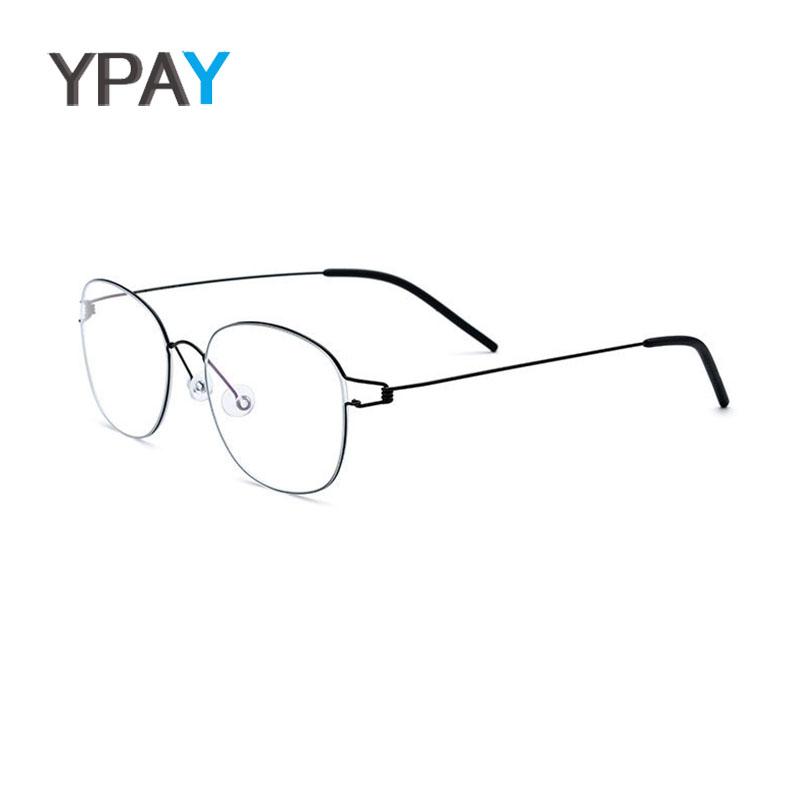 

Fashion Sunglasses Frames YPAY Screwless Glasses Prescription Frame Female Myopia Computer Flat Lens Korean Men's Titanium Gold 07