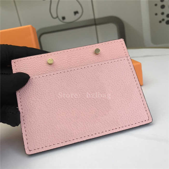 

By The Pool Card Holder Bouton de Rose Pink embossed supple grained cowhide leather 3 card slots Purse Wallet M80401, Color 02