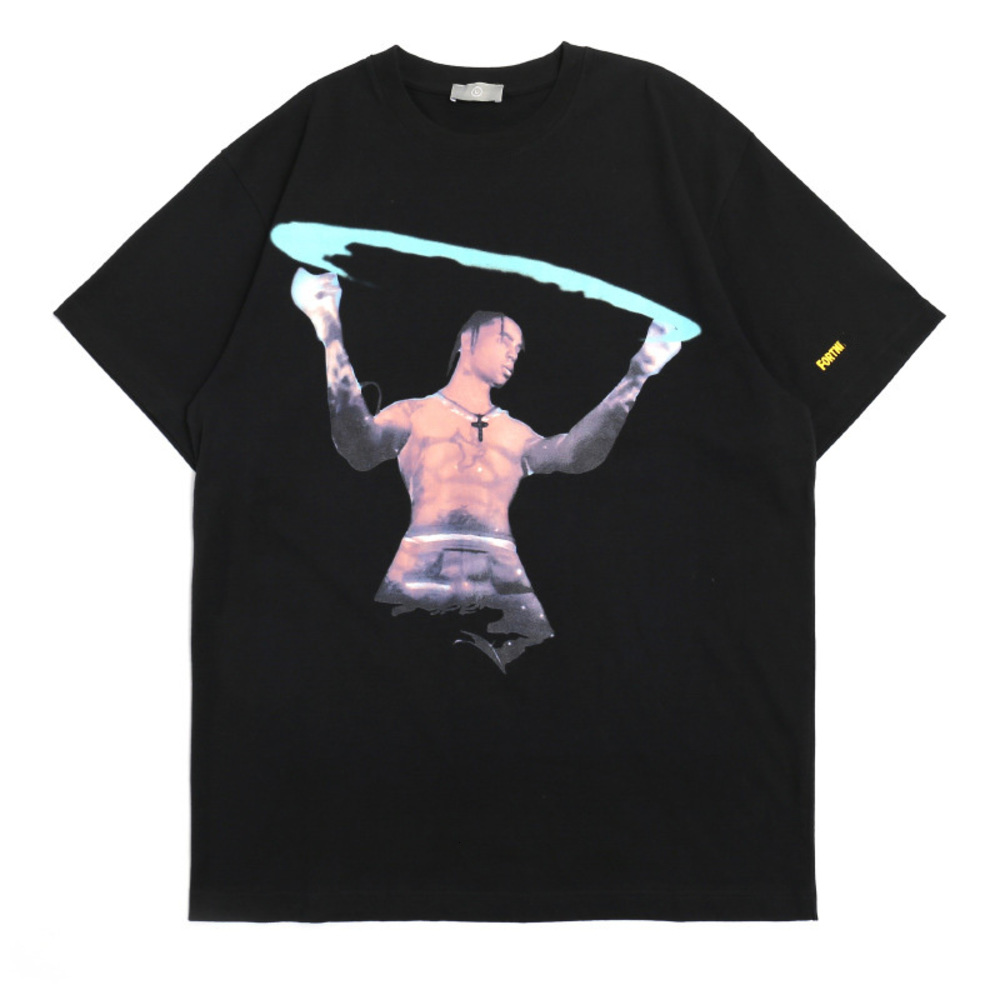 

Designer t shirt Men's Fashion Hip Hop The same print short-sleeved T-shirt, Black