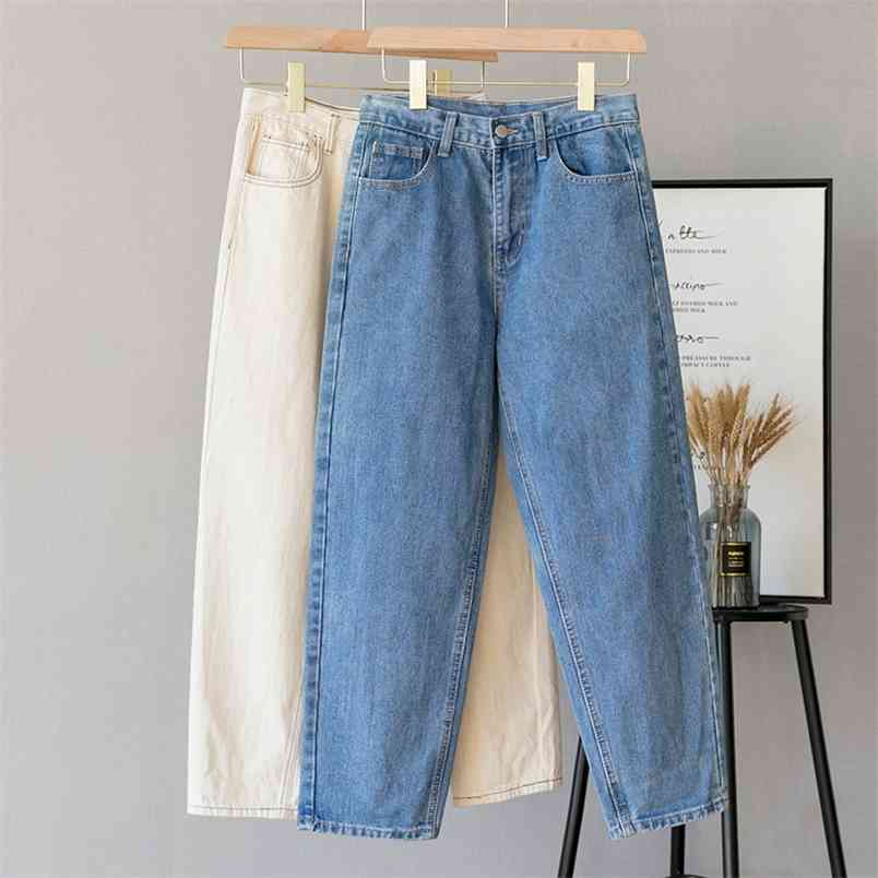 

Jeans Woman High Waist Plus Size Zipper Loose Mom Ankle-length White Blue Denim Wide Leg Pants Femme 4xl 210708, White 2301