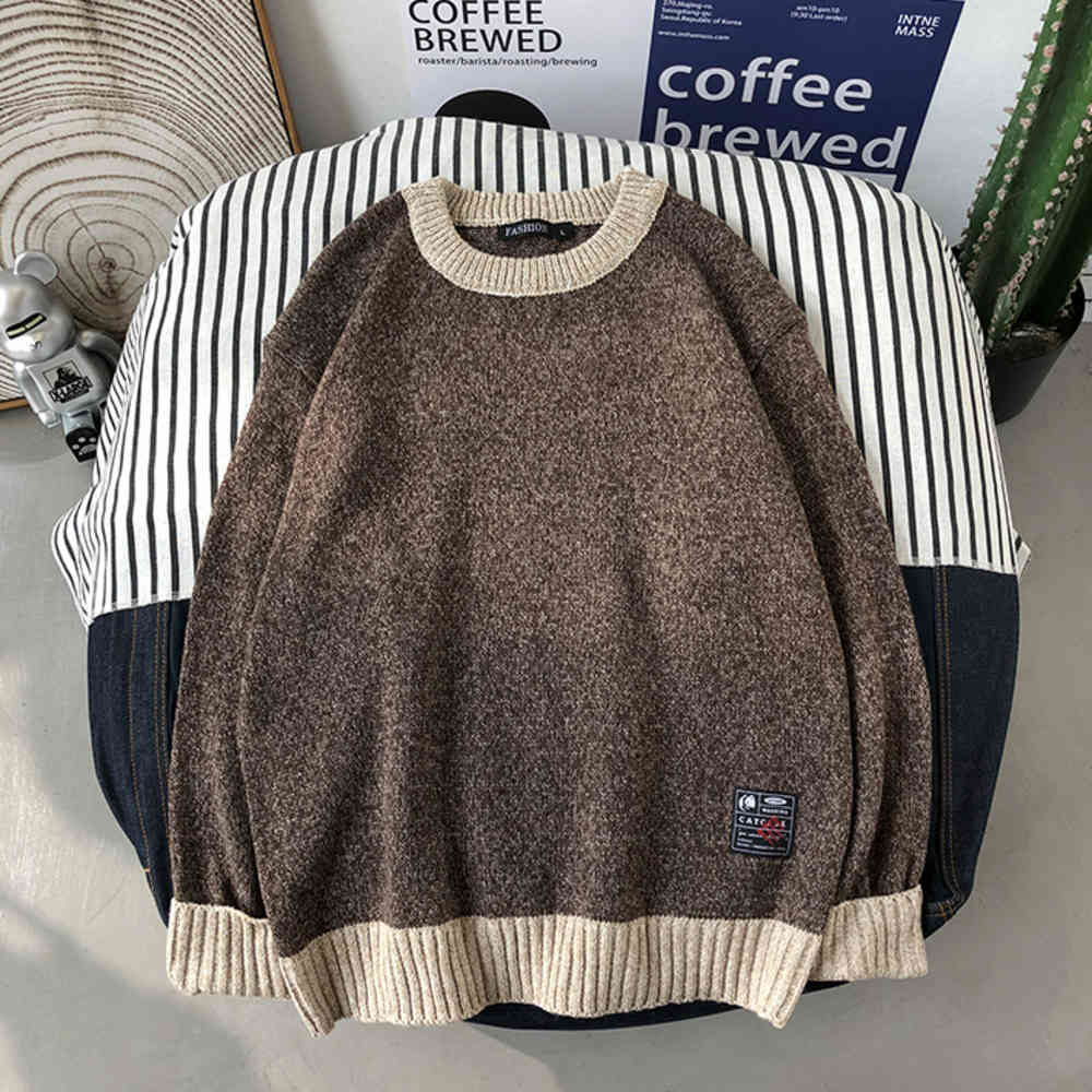 

men's sweaters zazomde autumn men's nightgown pullover-neck with po solid thick sleeve long casual mesh sweater fk28, White;black