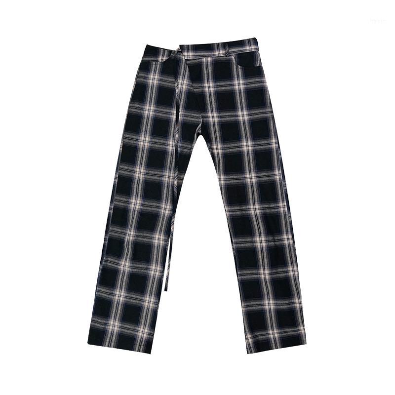 

Women's Pants & Capris Korean Fashion Spring Summer Women Vintage Plaid Cotton Lace Up Thin Female Ankle-length Trouser, Black;white