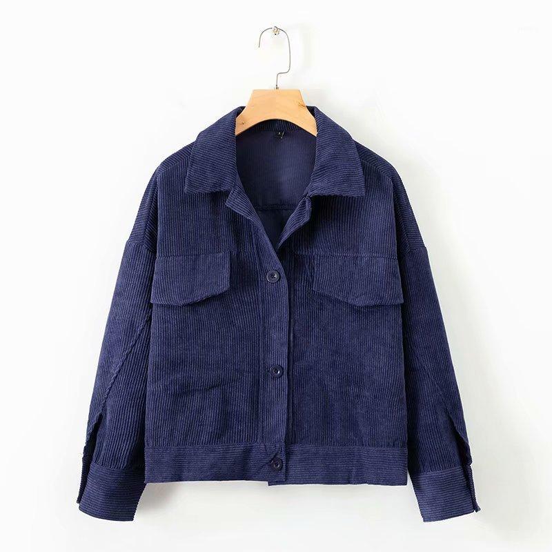 

Women' Jackets Winter Casual Women Corduroy Coat Navy Blue Button Warm, Royal blue