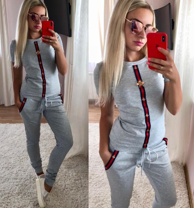 

G 2022 Designer G Tracksuits Luxury two Piece Pants Set Outfits Little bee decoration short sleeve trousers sports suit leisure jogging se, 01