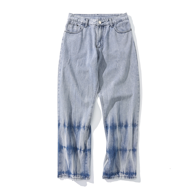 

2021 New Gravata Tintura Lavado Luz Azul Homens e Mulheres Harajuku Reta Casual Denim De Rua Retro Jean Calas I3d7, Blue