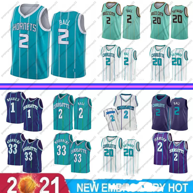 

LaMelo 2 Ball Gordon 20 Hayward Terry 3 Rozier III Basketball Jersey Muggsy 1 Bogues Alonzo 33 Mourning Throwback Jerseys, Green mens