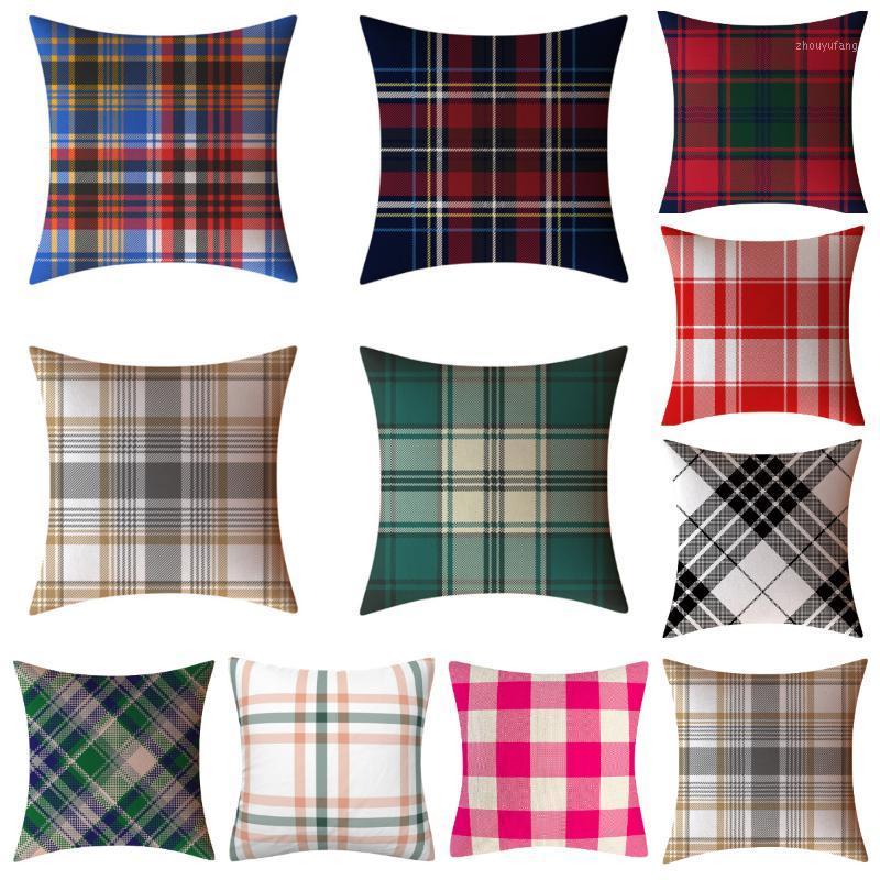 

Cushion/Decorative Pillow 2022 Christmas Plaid Stripe Cushion Covers Nordic Geometric Pillows Case Year Livingroom Couch Decorative 18"