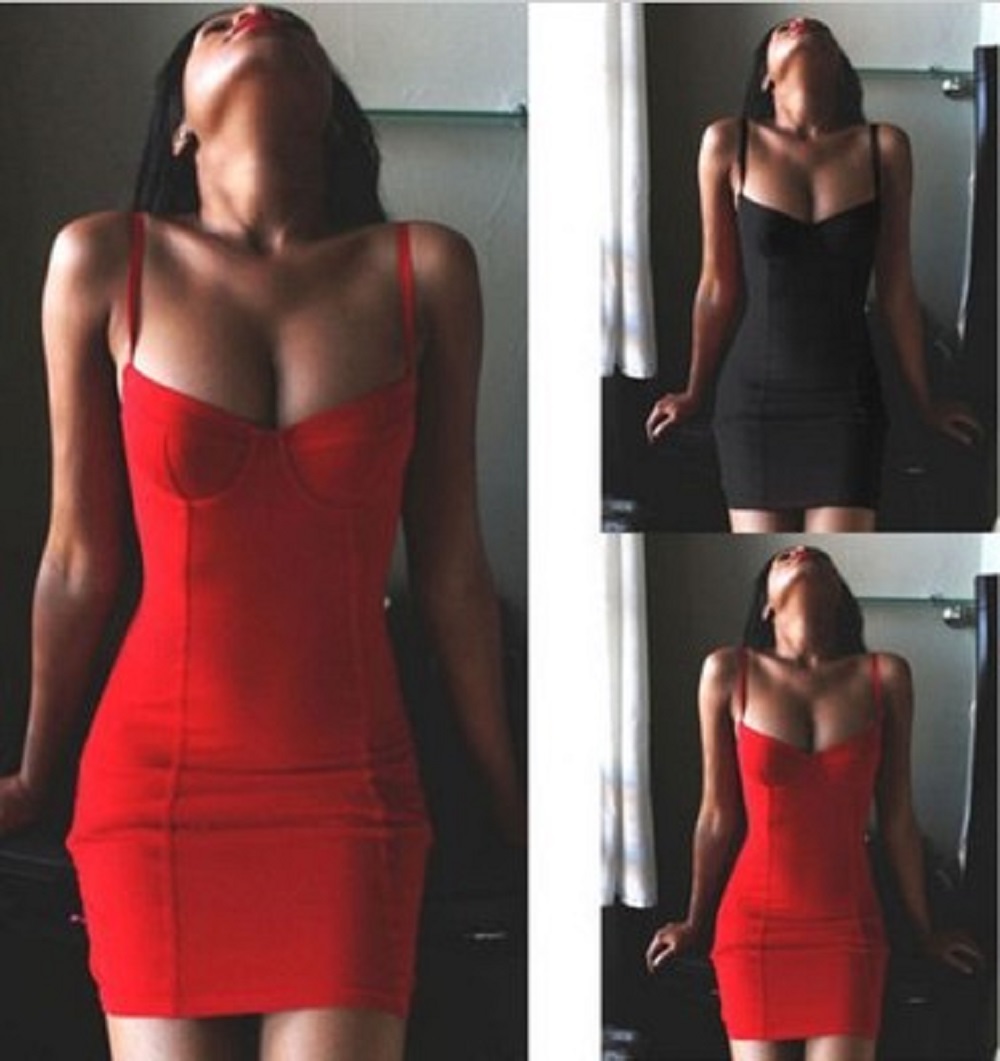

Women' Sleeveless One Piece Dresses Red Black Mini Bandage Dress Bodycon Evening Skirt Nightclub Party Dress