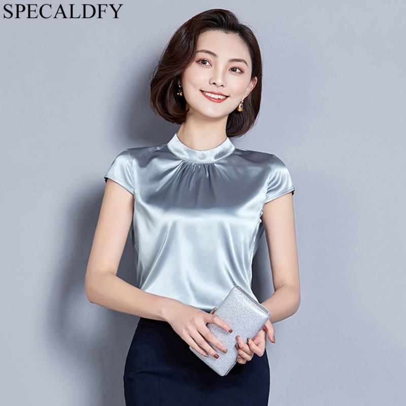 

Women's Blouses & Shirts 2021 Silk Blouse Women Tops Fashion Elegant O-neck Short Sleeve Solid Shirt Summer Casual Blusas Femininas, Pink