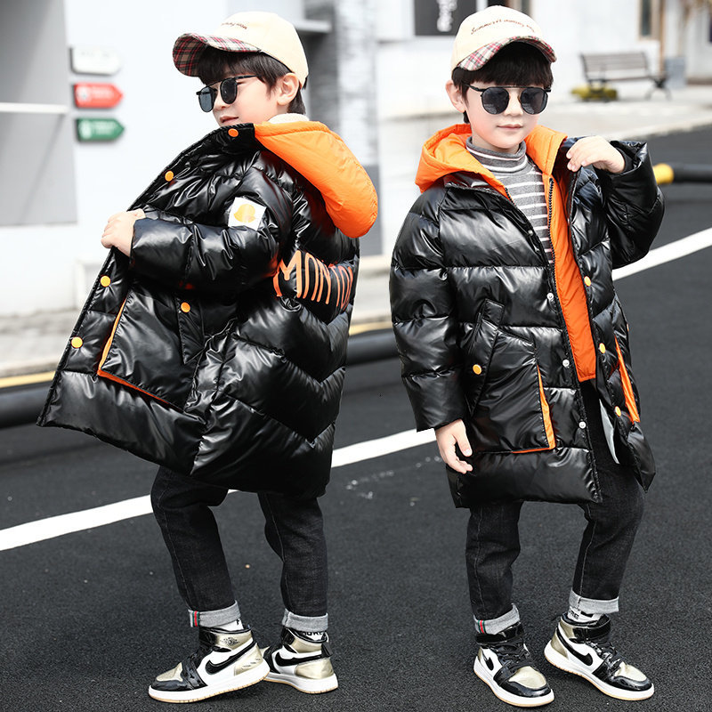 

2021 New Winter Long Jacket-style Jacket for Children with Hood Outerwear Fashion Warm Clothes Age 4 5 6 7 8 9 10 11 13 Years Old Zl34, Blue;gray