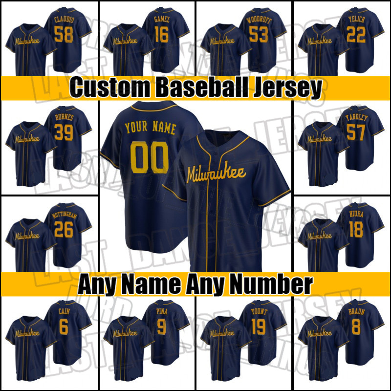 

Brewers 22 Christian Yelich Jersey Milwaukee Lorenzo Cain Jerseys Jackie Bradley Jr. Robin Yount Jersey Brandon Woodruff Luis Urias ad615b, Blue;black