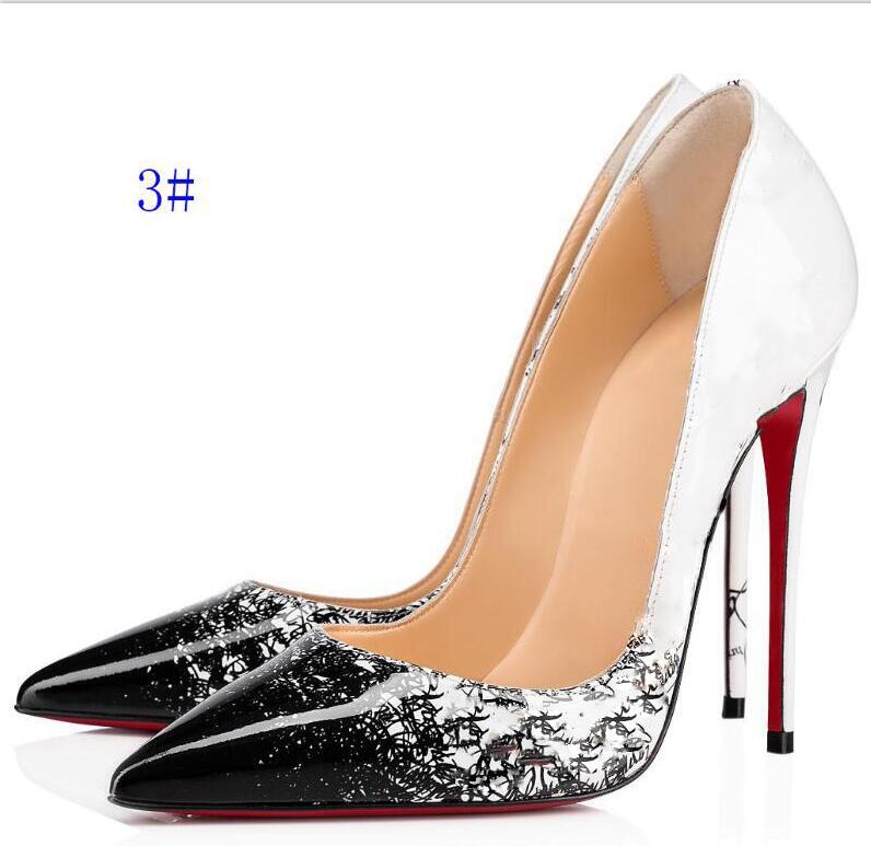 

2020 red bottom fashion high heels Stiletto women party wedding triple black nude yellow pink glitter spikes Pointed Toes Pumps Dress shoes, 25#