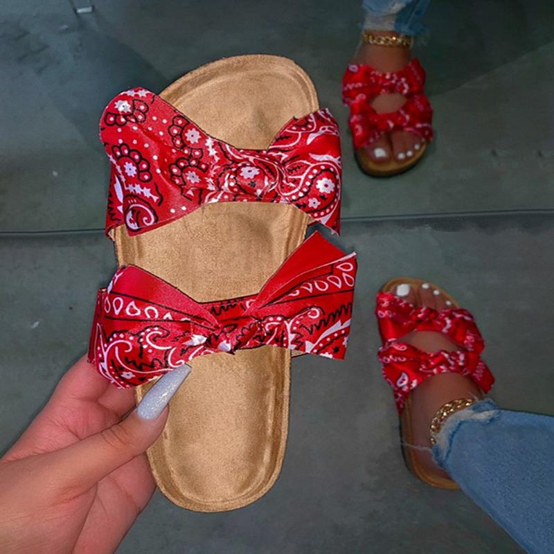 

Slippers Summer Women Bow Shoes Woman Cork Sandals Flat Ladies Fashion Beach Brand Sandles Sandalias Mujer, Orange