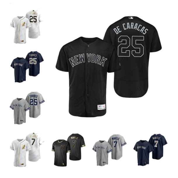 

Custom Mens women youth New York Yankees Mantle Torres white Authentic Weekend 2020 Home Jersey, Black