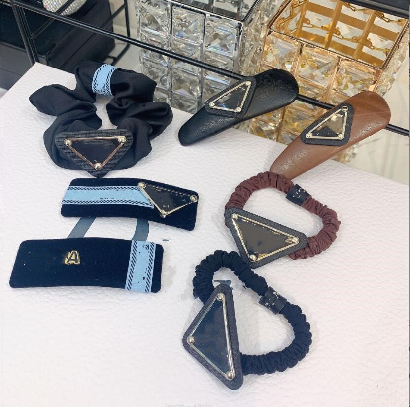 

2022 European and American multi-style letters Hair Clips & Barrettes high-end fashion all-match back head fairy leather triangle headdress