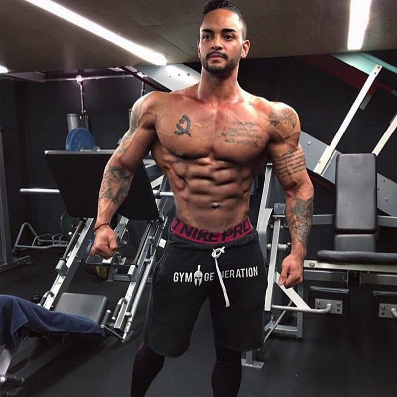 

2021 New Men Fitness Bodybuilding Cotton Shorts Man Gyms Workout Knee Length Short Pants Male Casual Fashion Jogger Brand Sportswear 4tni, Black 1