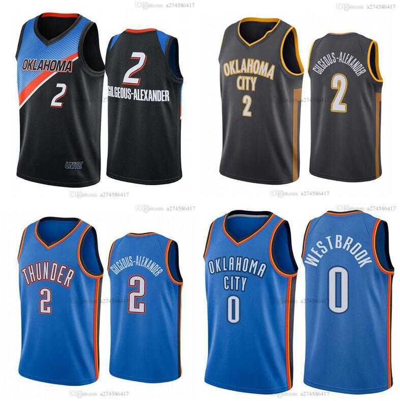 

Men basketball jerseys 2 Shai Gilgeous-Alexander 0 Westbrook jersey black white green City sleeveless wear and shorts, Black;red