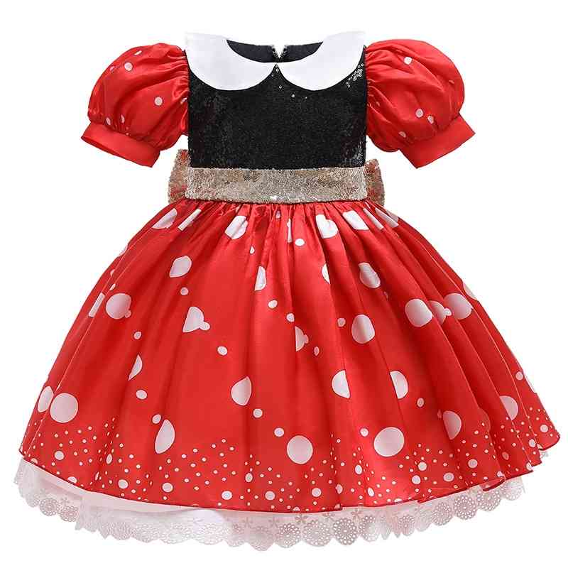 

New 2020 new dot princess children's dress, Red