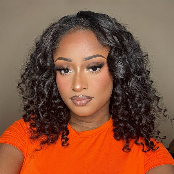 

U Patrt Curly Wigs 100% Human Hair For Black Woman 150% Density Glueless U Shape Wave Wig Remy Hair, Natural color